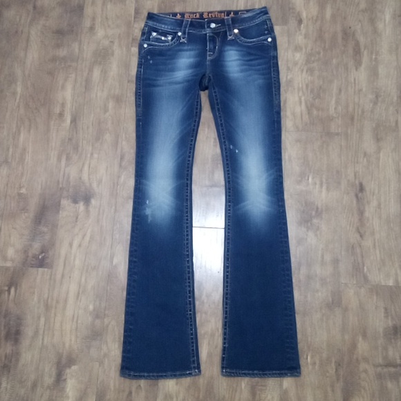 Rock Revival NWOT Women's 26 Etty Embellished Shimmer Boot Cut Distressed - Picture 3 of 8